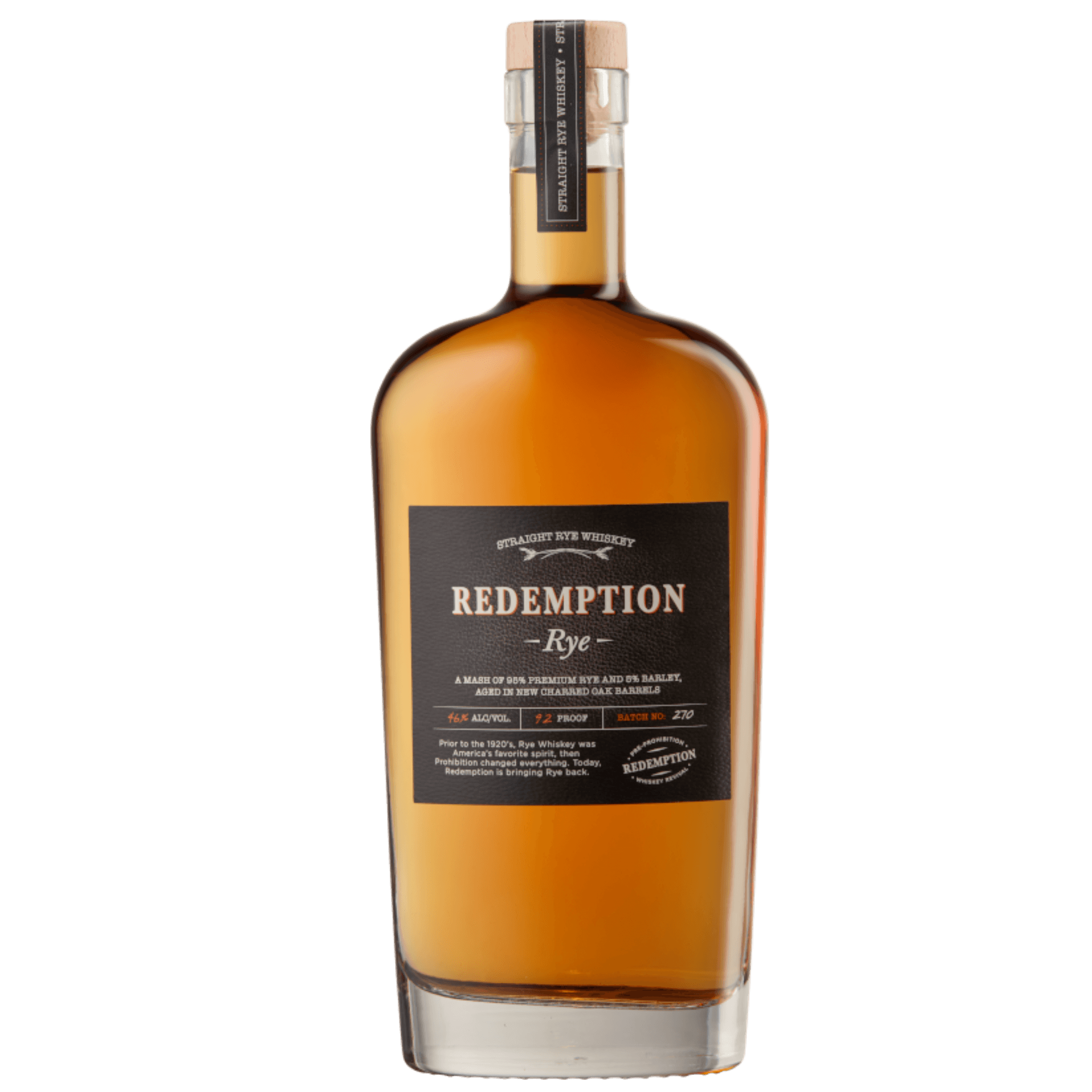 REDEMPTION WSKY RYE AGED IN NEW CHARRED OAK  750ML