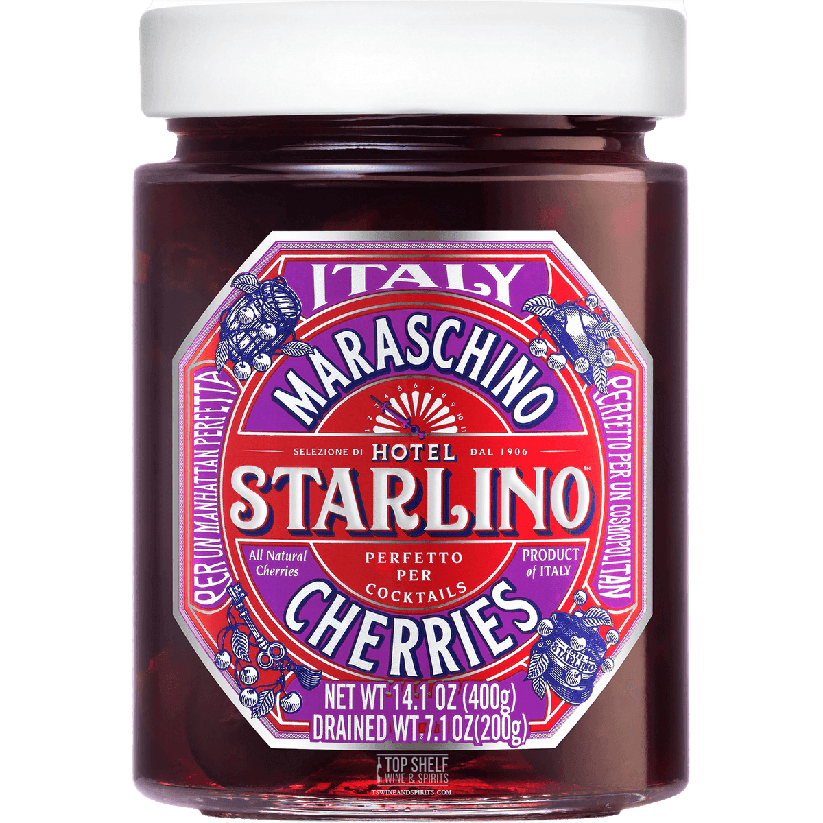 HOTEL STARLINO MARASCHINO CHERRIES GLASS JAR 14OZ